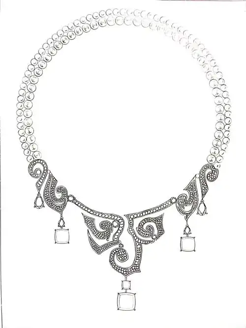 珠宝手绘项链套链临摹