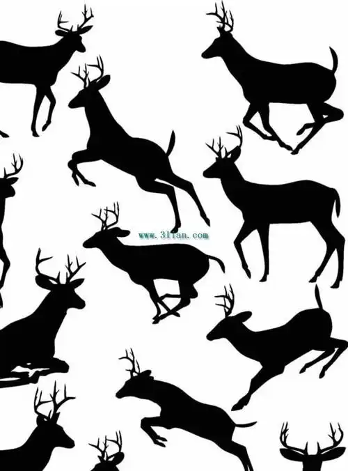 羚羊剪影矢量图_动物矢量图_三联