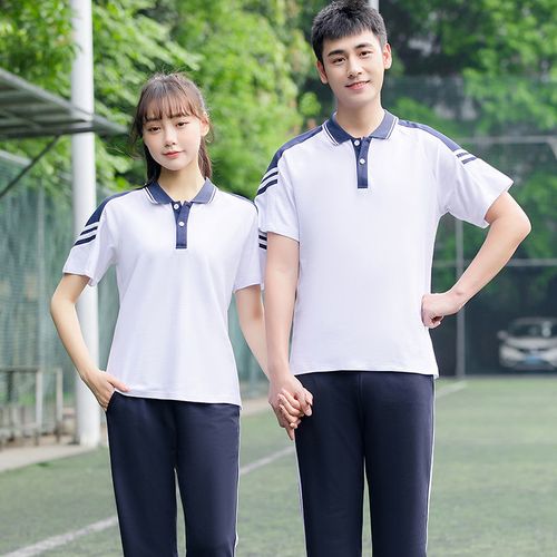 中学生夏季校服短袖棉套装初中生男女班服高中生校园风团体服定制