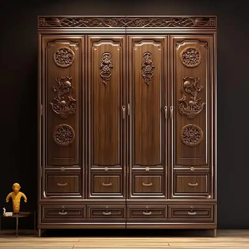 紫金檀木实木衣柜家用卧室新中式工厂直销.#衣柜定制工厂 #成 - 抖音