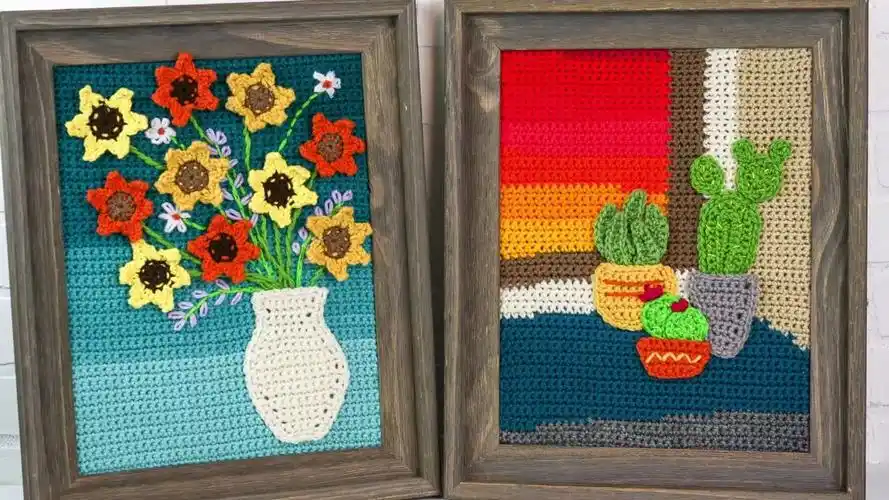 毛线编,手工自制diy钩针编织画 教程【钩针图解】