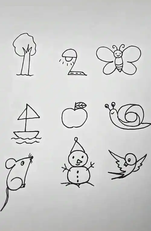 画什么简笔画视频教程少儿创意美术数字简笔画插画分享数字9简笔画海