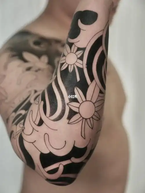 水浪花臂日式老传统花臂