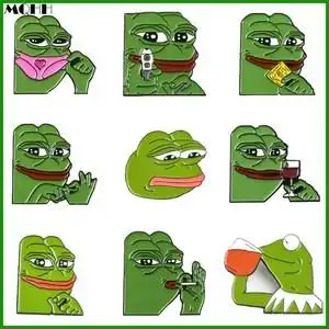 mqhh创意动物悲伤蛙pepe表情胸针青蛙抽烟喝酒打枪爱心搞怪徽章女