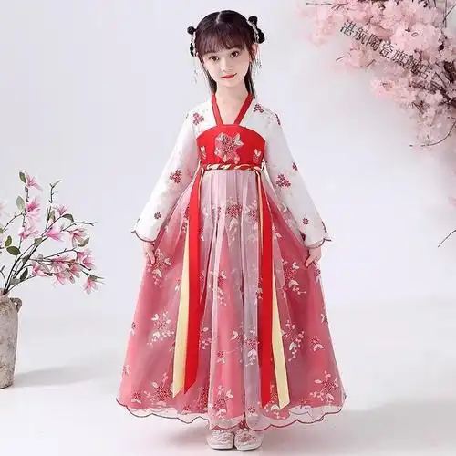 儿童汉服仙气古风连衣裙中国风小女孩唐装襦裙女童超仙古装公主裙