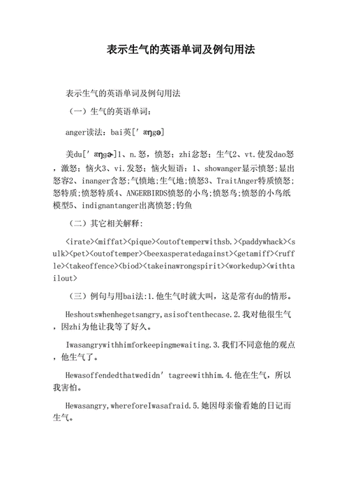 表示生气的英语单词及例句用法.docx 2页