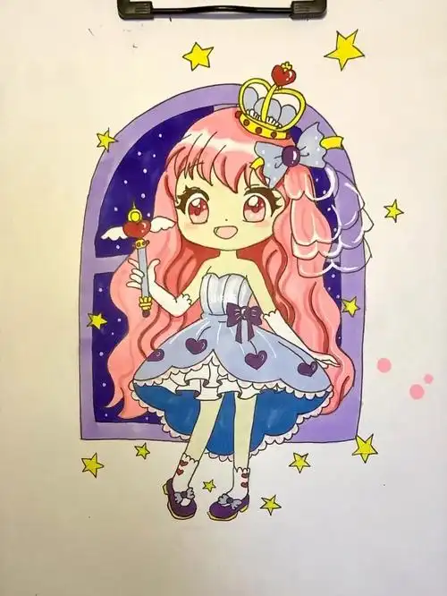 动漫人物公主儿童画动漫三头身