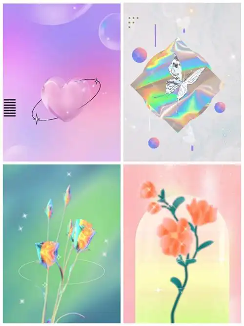 vol53渐变金属立体自制无属性小卡背景图