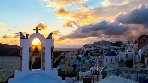 蓝白世界圣托里尼风光高清桌面壁纸-风景壁纸-壁纸下载-美桌网