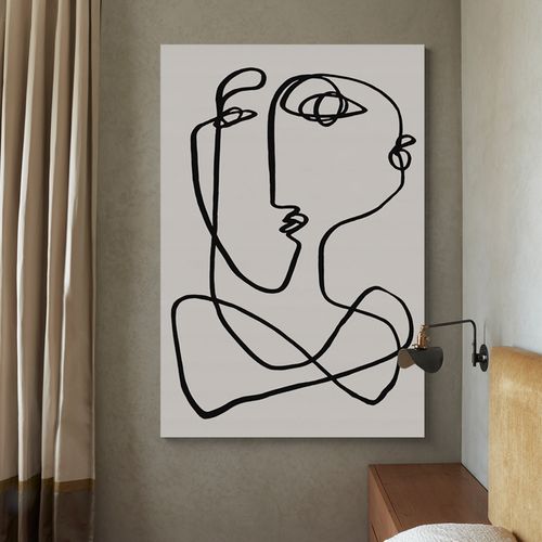 现代简约极简黑白线条一笔装饰画大幅落地客厅玄关现代装饰画