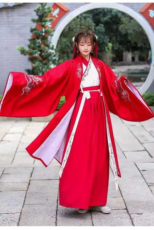 2017白泽传统原创汉服女装cp装刺绣明制披风红色双层大袖春秋冬装