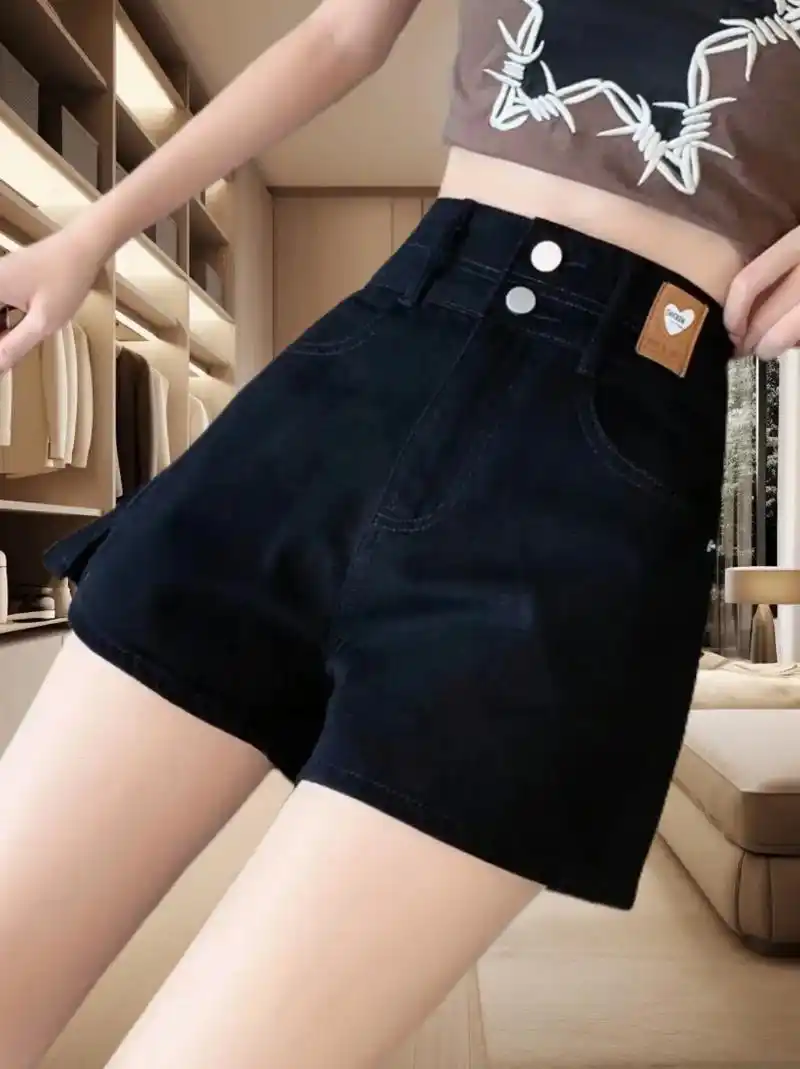 夏季牛仔短裤~女款2024年新款的白色开叉夏季薄款高腰～显瘦网红a字辣