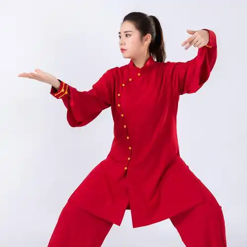 百里川舍里中国风春秋新款太极服女古装斜襟练功服武术服休闲手绘