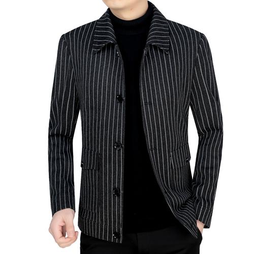 花花公子夹克男2023春秋新款中年男士呢子外套商务休闲爸爸上衣装