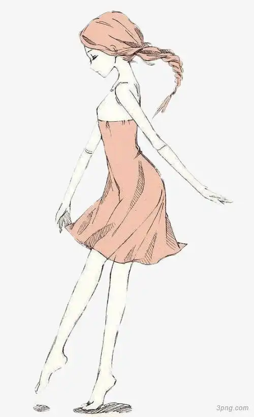 跳舞的女孩png素材透明免抠图片卡通手绘