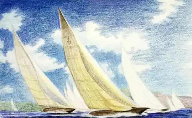 彩铅笔下的"一帆风顺"