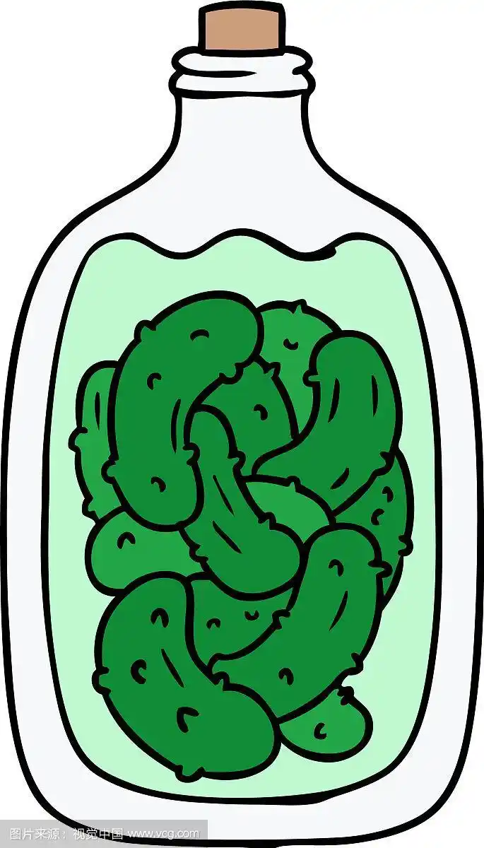 卡通涂鸦罐的腌黄瓜