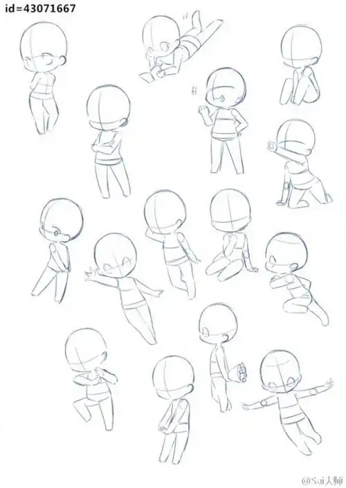 可爱q版卡通人物动作姿势分解图简笔画人物结构图素材wwwyouyixcom