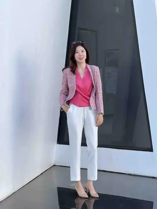 moonty茉兮高级定制象牙白修身小脚裤