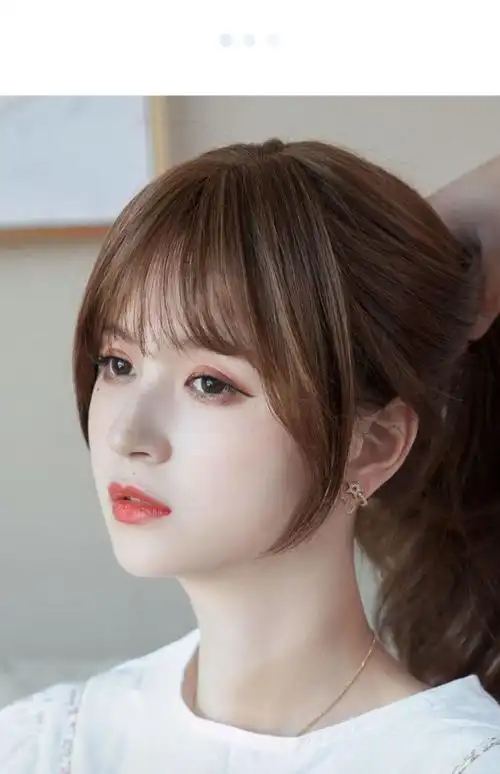 wnfd真发法式刘海假发女3d网红八字空气假刘海真发片假发片自然发片浅