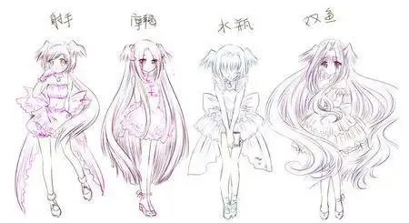 公主简笔画十二星座可爱动漫简笔画美少女集怎样画简笔画巨蟹座女孩