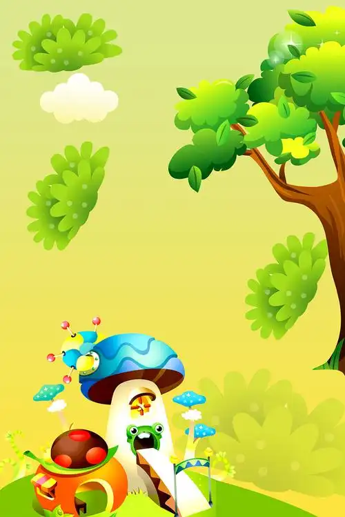 卡通动漫绿色幼儿园背景图