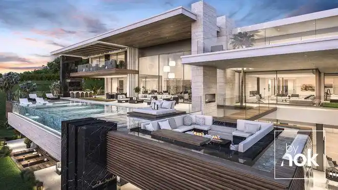 三层现代风超大面宽豪华泳池别墅