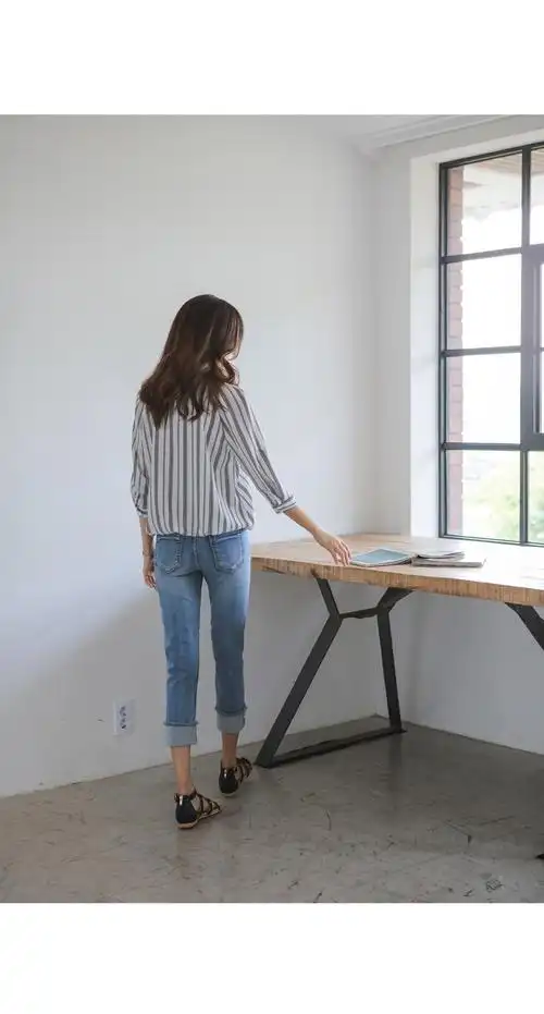 正宗韩国代购韩国发货|justone官网韩国复古修身翻边牛仔一字裤