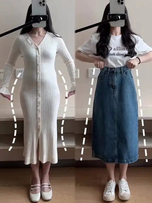 梨形身材开叉牛仔半身裙女早秋装大码胖mm遮肚显瘦a字中长款裙子