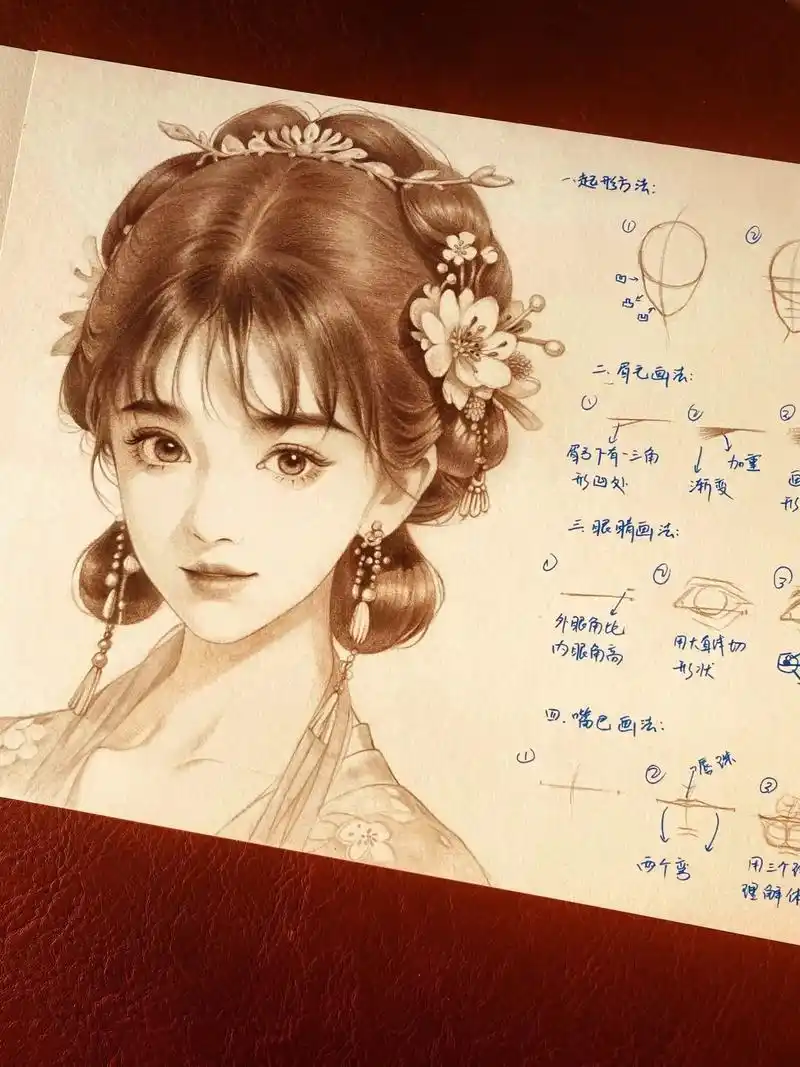 动漫教程 #跟着抖音学画画 #手绘古风美人 #动 - 抖音