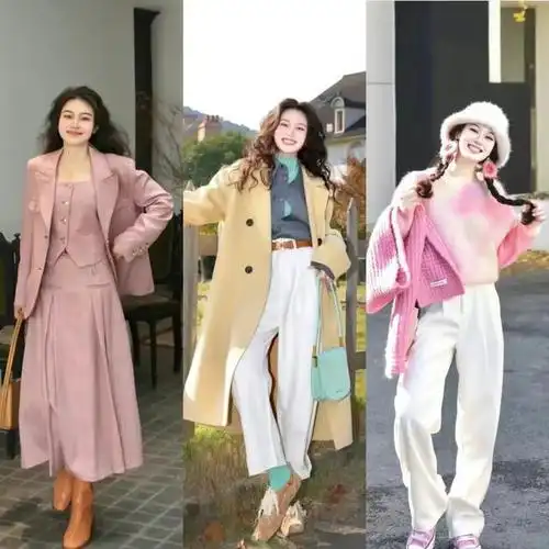 春季彩色系穿搭绝了用针织衫裙子长裤就够每一套少女感爆棚