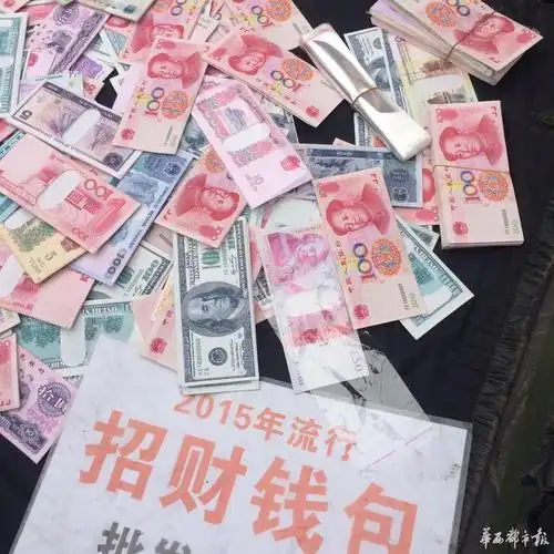 四川街头现土豪人民币钱包和真币极像组图