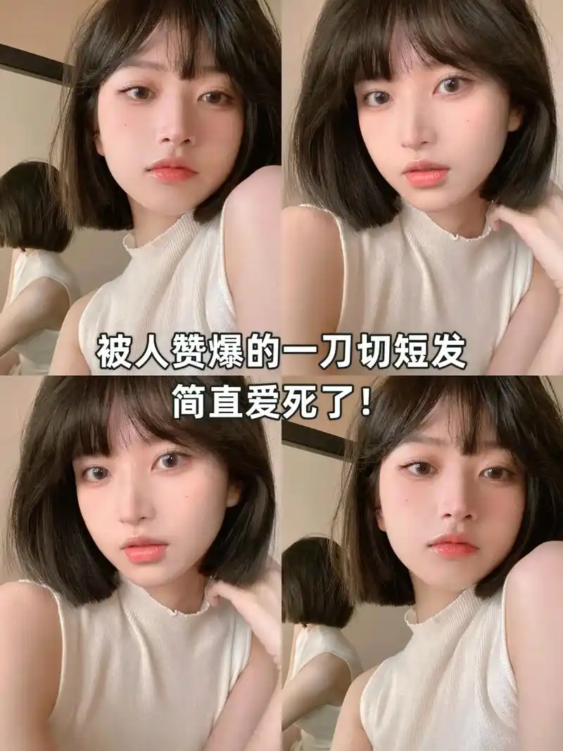 方圆脸女生天菜短发!头顶蓬松搭配法式刘海很显小#2023新年 - 抖音