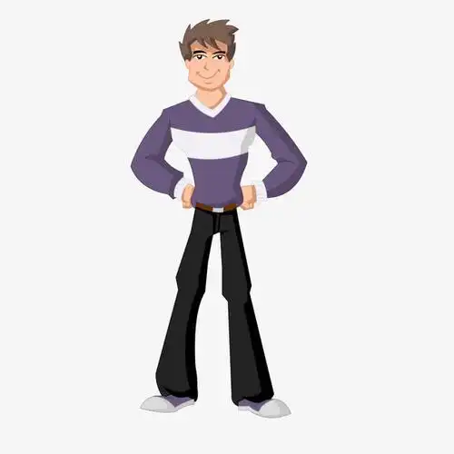 矢量时尚简约紫色上衣站姿男子免抠素材免费下载_觅元素51yuansu.com