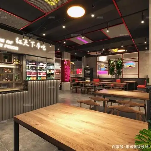 红天下串吧_锦州特色烧烤店设计效果图_集恩餐饮设计