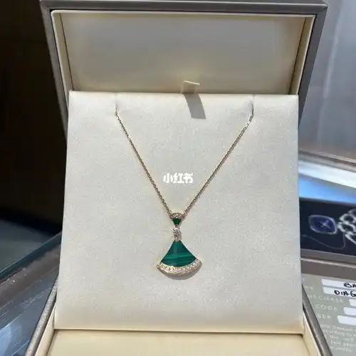 宝格丽divas扇子项链大号18k金孔雀石镶钻