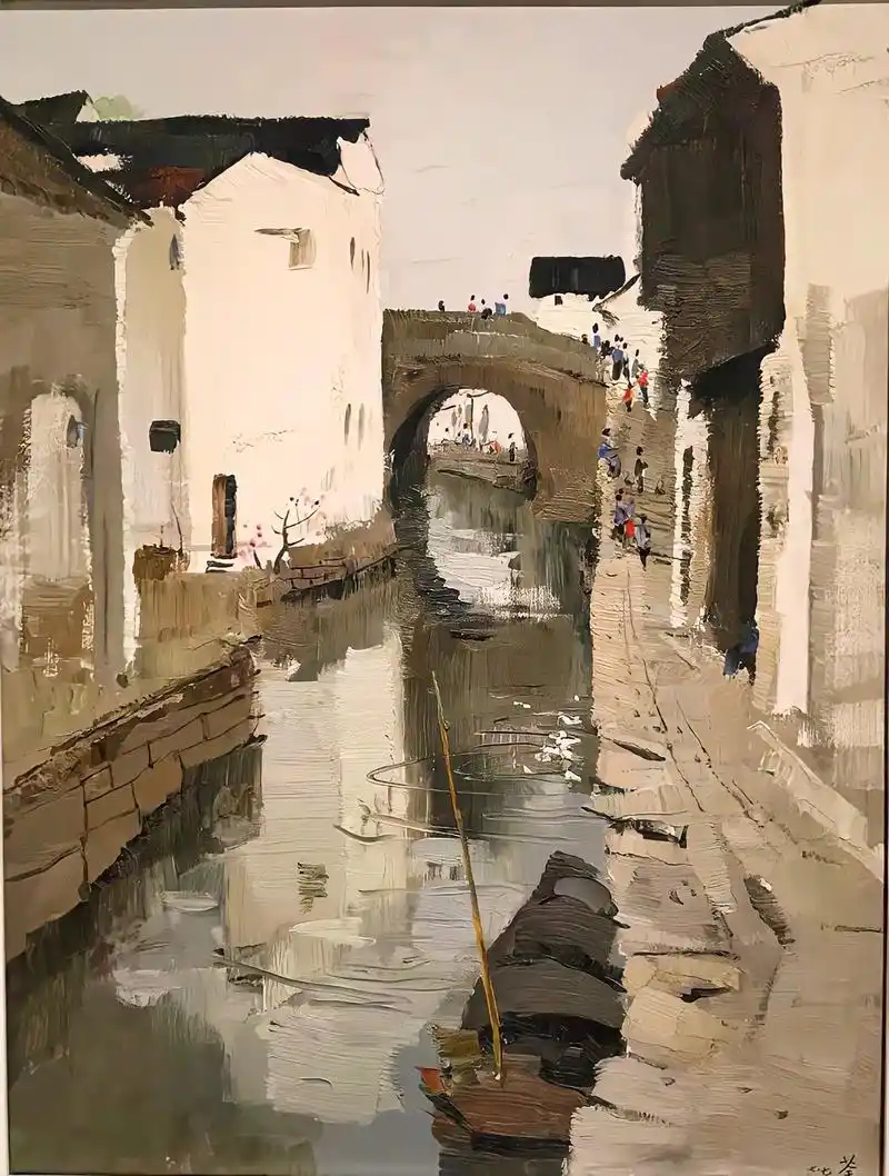 吴冠中先生笔下的江南水乡,渔舟闲飘,静穆入画!