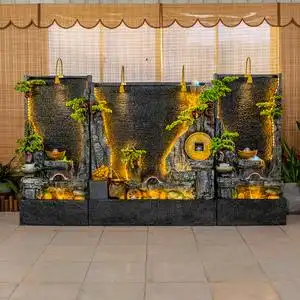 000人付款天猫假山墙水幕墙流水墙屏风水景庭院景观酒店大厅装饰品