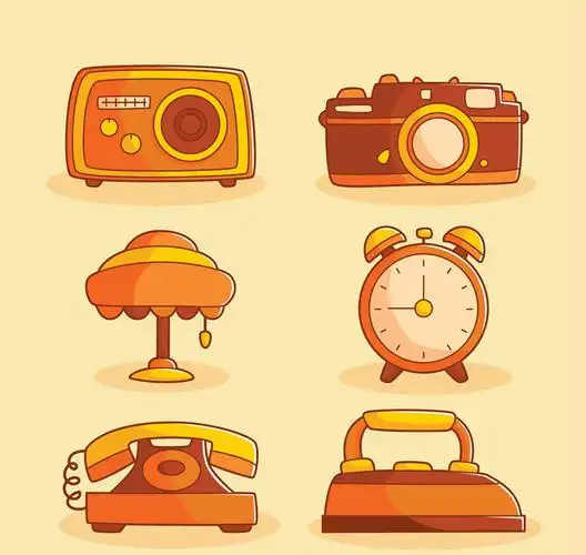 6款橙色家用物件矢量素材
