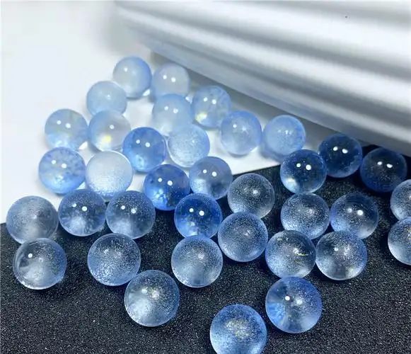 玻璃珠无孔珠子 50颗100颗混色捷克琉璃12mm无孔圆珠水晶球古风簪顶珠