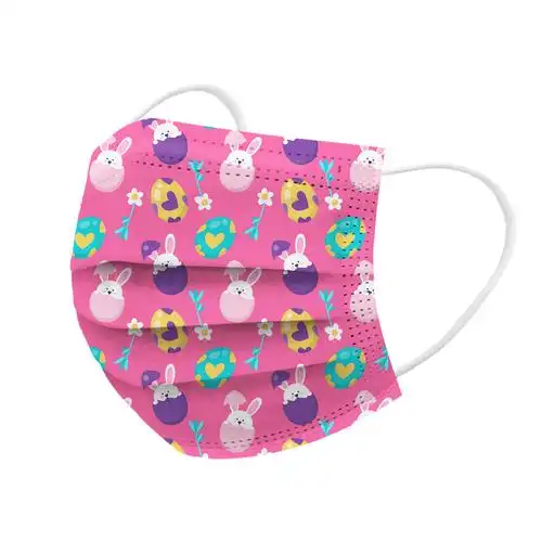 儿童口罩一次性三层熔喷印花口罩 复活节兔子印花口罩 mask kids