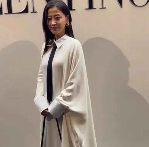 照片中可以看到梅婷穿的这一件白衬衫还是可以的.