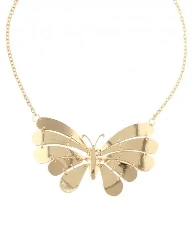 灵动蝴蝶赤金色项链