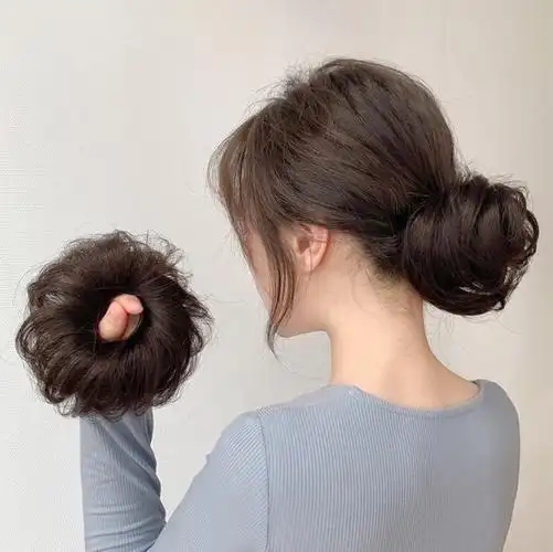 直发丸子头假发女自然蓬松发圈花苞头懒人盘发神器网红假发包头饰