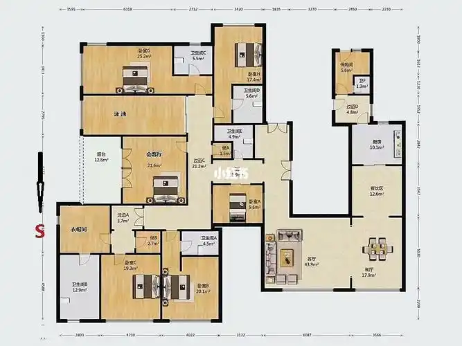 361平带泳池的大平层业主置换诚售