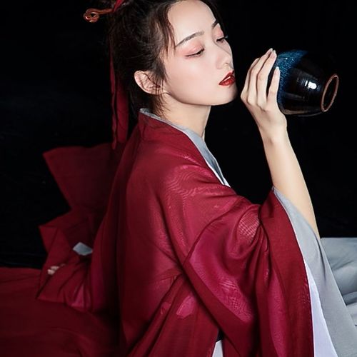 禹希侠客古风红颜汉服女魏晋风红色齐腰襦裙广袖古装中国风超仙气