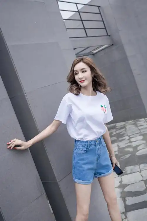 mtiny牛仔短裤女夏白色高腰卷边宽松显瘦新款a字韩版学生阔腿热裤