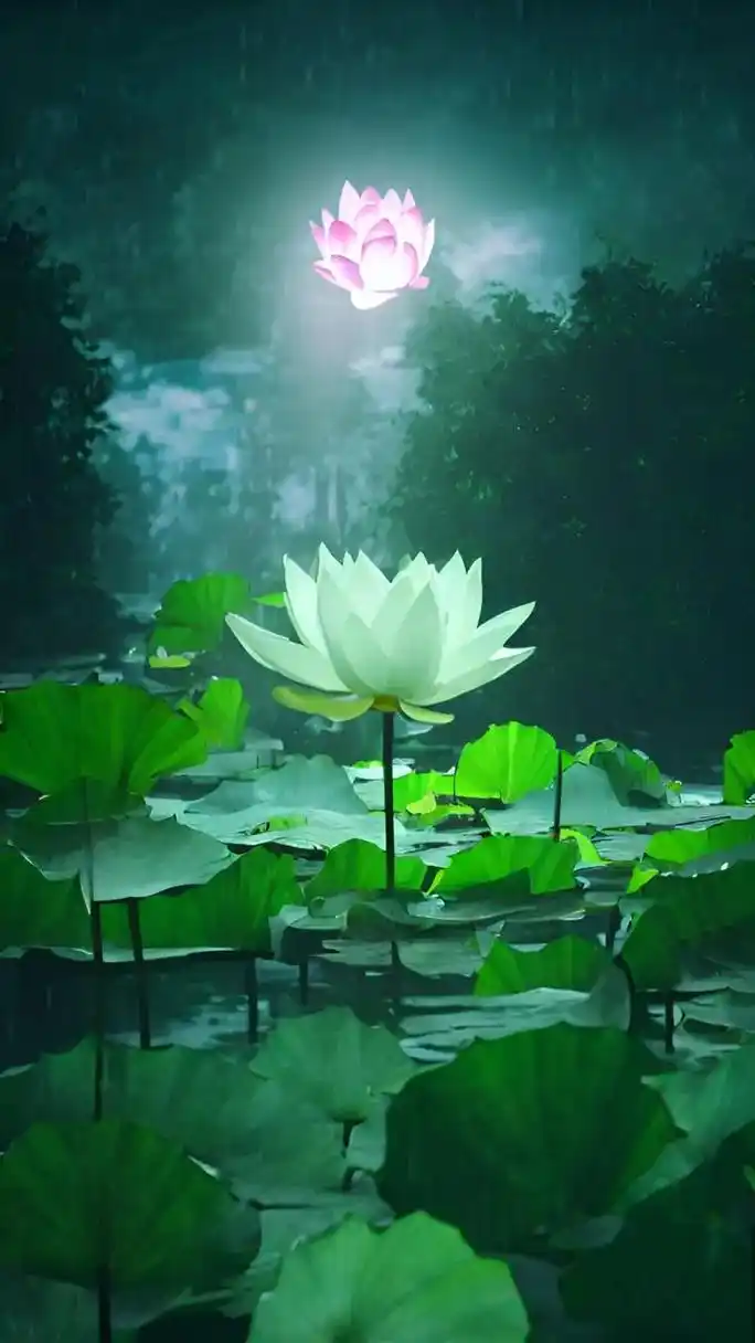 绿色莲花, 雨中莲花搜 ,佛光普照,佛缘.##愿所有的美好和 - 抖音