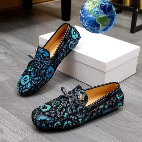 韩版真皮印花豆豆鞋一脚蹬压花图案百搭轻奢休闲皮鞋欧货国潮时尚