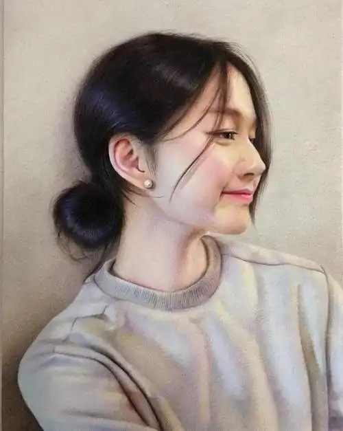 彩铅人物肖像,细腻写实看着很舒服